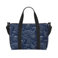 thumbnail image 1 of Travel Duffle Bag Dark Blue Paisley Travel Tote Bags Carry on Luggage Waterproof Weekender Bags with Top Handle Adjustable Shoulde Strap for Travel Gym, 1 of 5