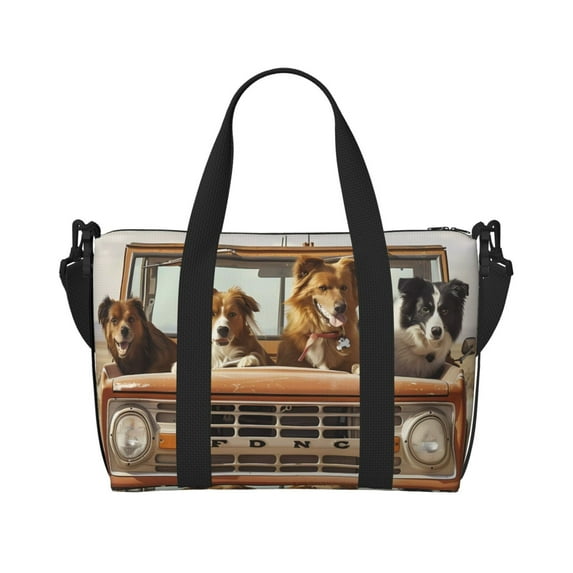 Travel Duffle Bag Dogs Road Trip Adventure Travel Tote Bags Carry on Luggage Waterproof Weekender Bags with Top Handle Adjustable Shoulde Strap for Travel Gym