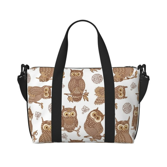 Travel Duffle Bag Ethnic Style Owl Travel Tote Bags Carry on Luggage Waterproof Weekender Bags with Top Handle Adjustable Shoulde Strap for Travel Gym
