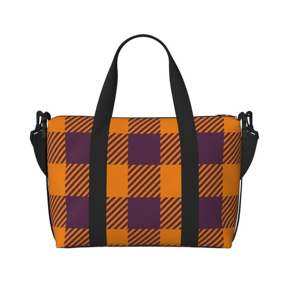 Travel Duffle Bag Fall Buffalo Plaid Travel Tote Bags Carry on Luggage Waterproof Weekender Bags with Top Handle Adjustable Shoulde Strap for Travel Gym