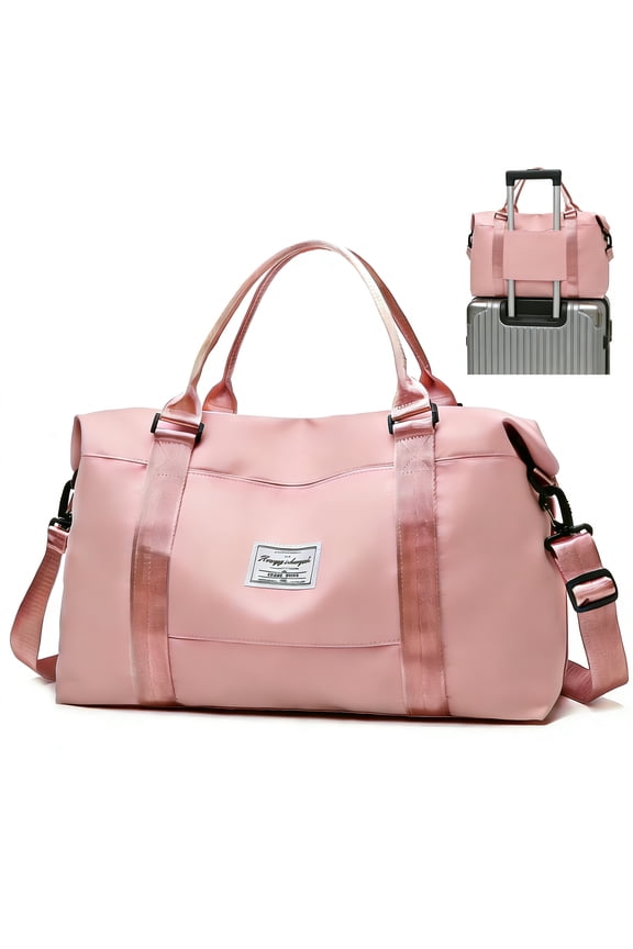 Travel Duffle Bag for Women Men - Foldable Weekend Bag with Wet Pocket, Gym Bag for Sport, Airplane Travel Essentials for Flying(Pink)