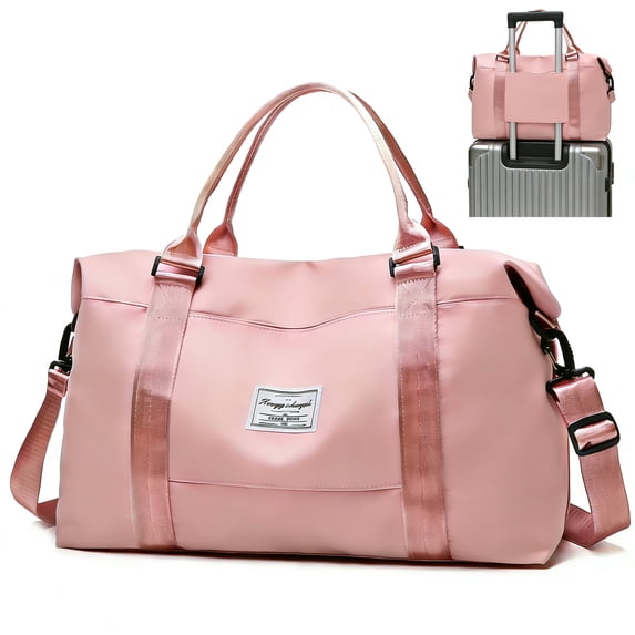 Travel Duffle Bag for Women Men - Foldable Weekend Bag with Wet Pocket, Gym Bag for Sport, Airplane Travel Essentials for Flying(Pink)