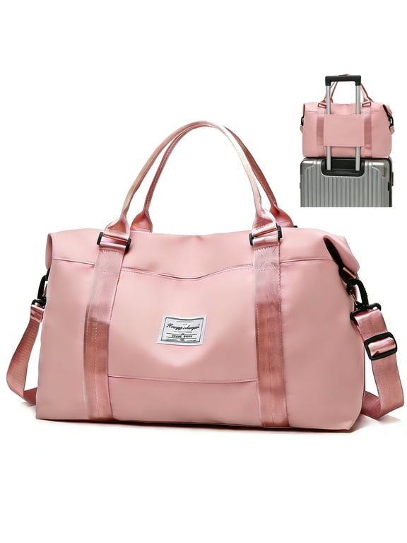 Travel Duffle Bag for Women Men - Foldable Weekend Bag with Wet Pocket, Gym Bag for Sport, Airplane Travel Essentials for Flying(Pink)
