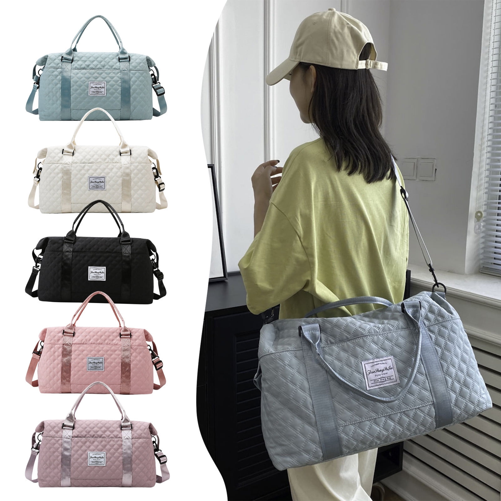 Travel Duffle Bag For Women, Sport Gym Tote Bag With Toiletry Bag