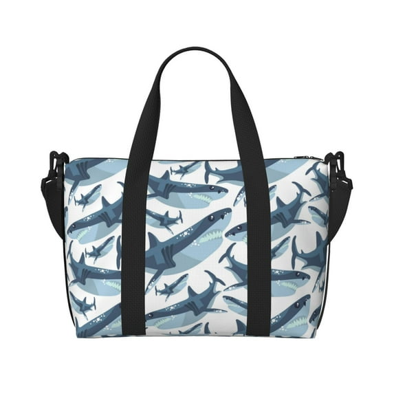 Travel Duffle Bag Funny Cool Shark Travel Tote Bags Carry on Luggage Waterproof Weekender Bags with Top Handle Adjustable Shoulde Strap for Travel Gym