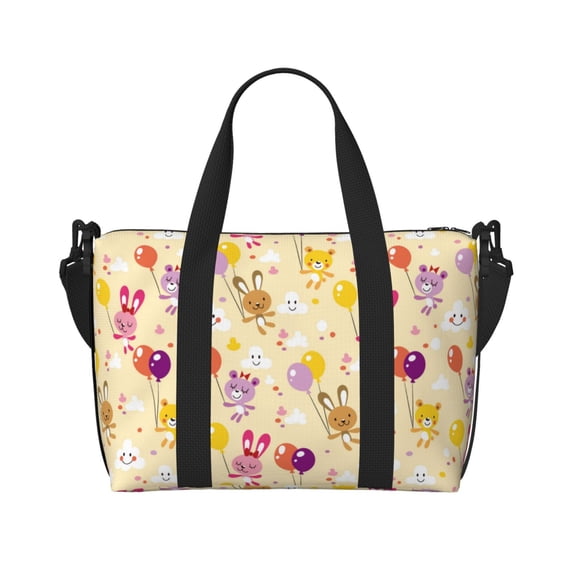 Travel Duffle Bag Funny Cute Rabbit Bear Balloon Travel Tote Bags Carry on Luggage Waterproof Weekender Bags with Top Handle Adjustable Shoulde Strap for Travel Gym