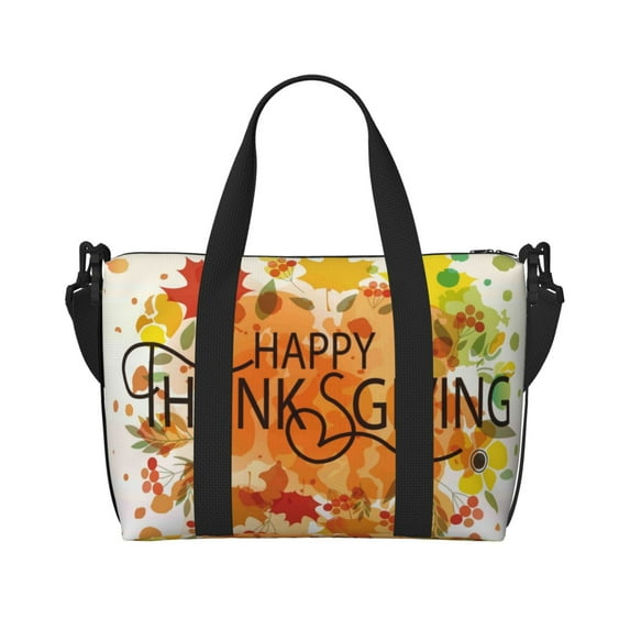 Travel Duffle Bag Happy Thanksgiving Travel Tote Bags Carry on Luggage Waterproof Weekender Bags with Top Handle Adjustable Shoulde Strap for Travel Gym