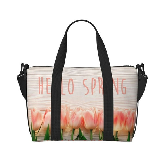 Travel Duffle Bag Hello Spring Travel Tote Bags Carry on Luggage Waterproof Weekender Bags with Top Handle Adjustable Shoulde Strap for Travel Gym