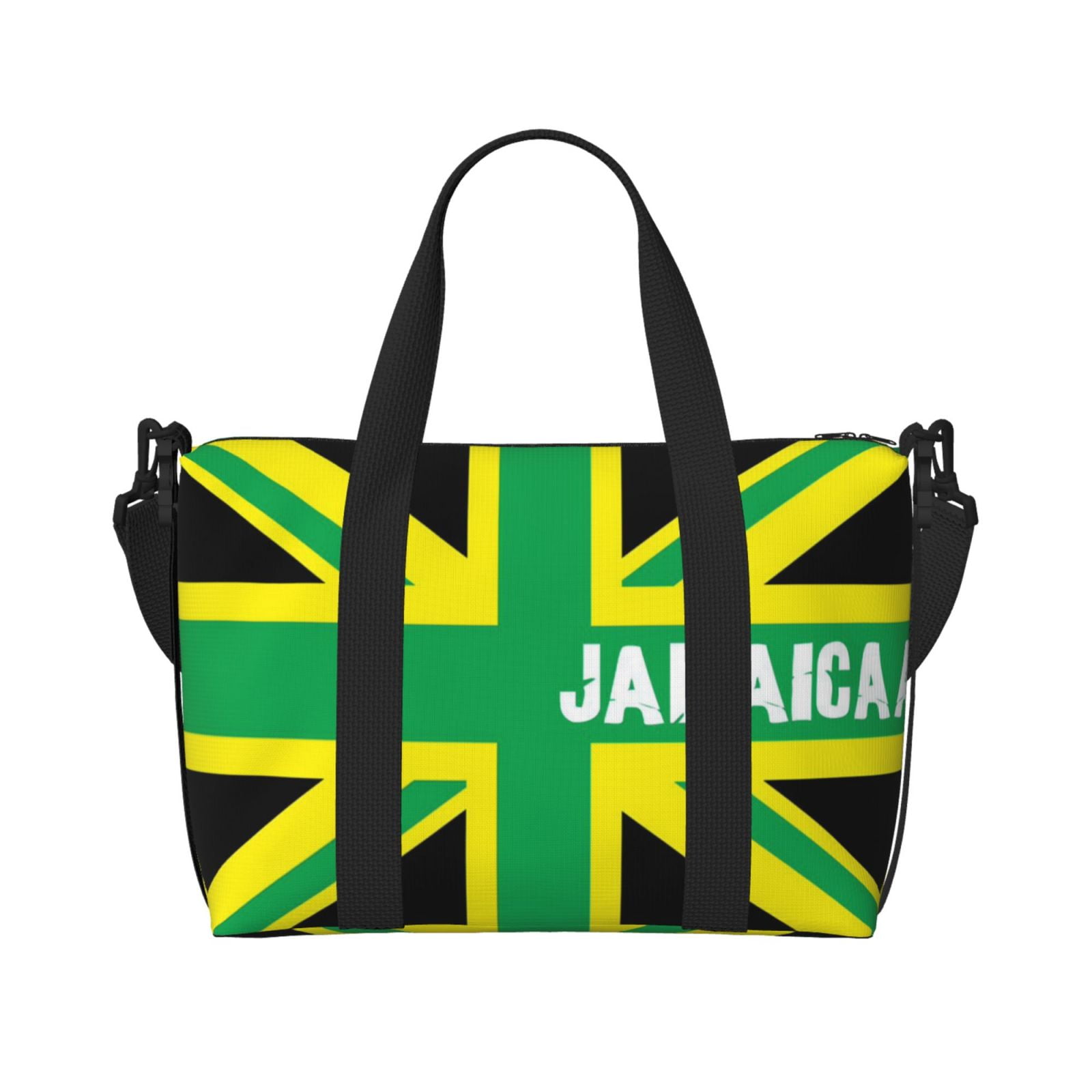 Jamaican Flag Pattern Print Leather Tote Bag main image 0