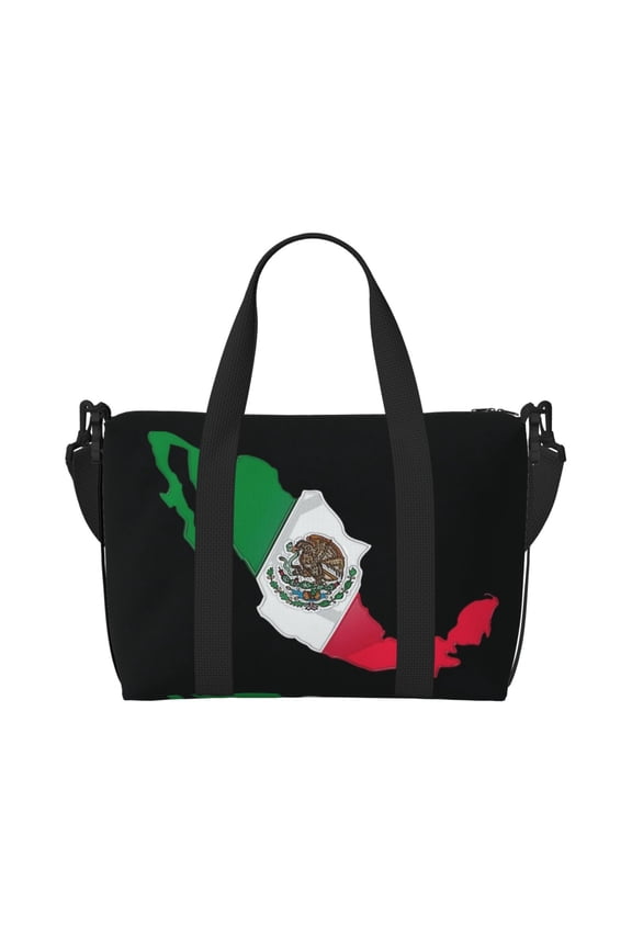 Travel Duffle Bag Mexico-Flag-Map Weekender Overnight Gym Tote Shoulder Bag Workout Duffel Bag For Women Men
