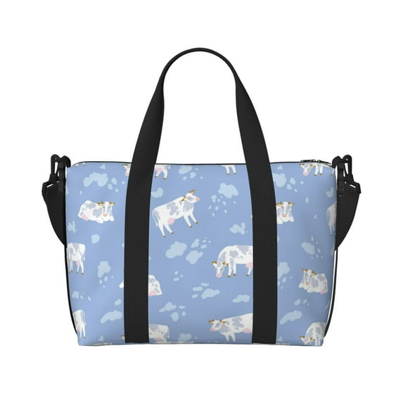 Travel Duffle Bag Modern Cute Cartoon Cow Travel Tote Bags Carry on Luggage Waterproof Weekender Bags with Top Handle Adjustable Shoulde Strap for Travel Gym
