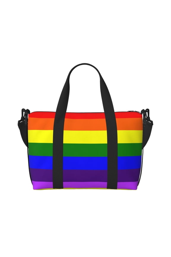 Travel Duffle Bag Pride Rainbow Flag Pattern Weekender Overnight Gym Tote Shoulder Bag Workout Duffel Bag For Women Men
