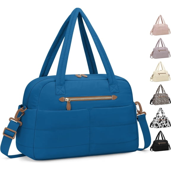 Travel Duffle Bag,Puffer Carry  Duffel Bag with Laptop Compartment  Overnight Weekender Bags for Women Large  Tote Bags for Labor and Delivery(Large,Blue)