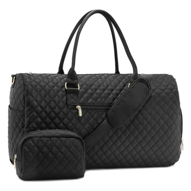 Travel Duffle Bag Quilted Weekender Overnight Bag for Women with Laptop Compartment Large Carry On Airport Bag with Wet Pocket Shoe Bag for