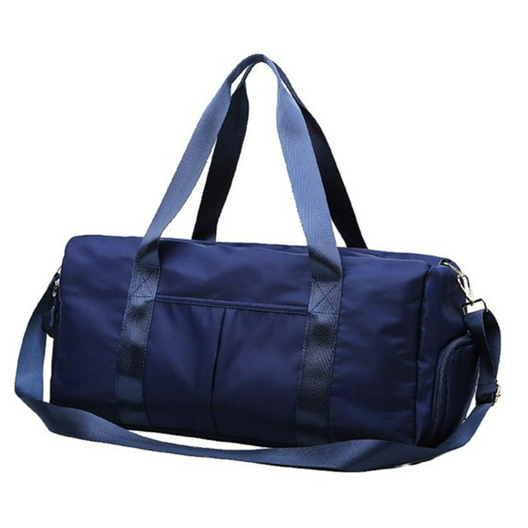 Travel Duffle Bag Sports Travel Gym Tote Portable Sport Bag with Shoe Compartment and Wet Pocket Packable Weekender Bag Shoulder Pack Dark Blue