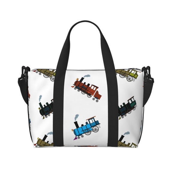 Travel Duffle Bag Train Pattern colorful Travel Tote Bags Carry on Luggage Waterproof Weekender Bags with Top Handle Adjustable Shoulde Strap for Travel Gym