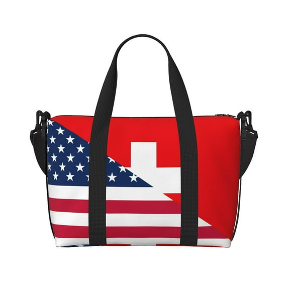 Travel Duffle Bag USA Switzerland Travel Tote Bags Carry on Luggage Waterproof Weekender Bags with Top Handle Adjustable Shoulde Strap for Travel Gym