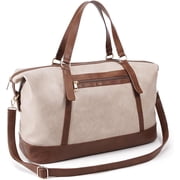 Travel Duffle Bag, Waterproof PU Weekend bag Weekender Overnight 2Way Carry On Handbag Brown