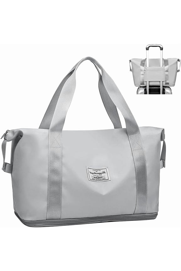 Waterproof Travel Duffle Bag, Weekender Overnight Luggage, Sport Gym, Hospital Labor Delivery for Women Men(Grey)