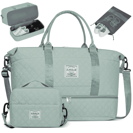 Travel Duffle Bag, Weekender Bags for Women with Shoe Compartment, Carry on Overnight Bag with Toiletry Bag and Shoes Bag, Gym Duffel Bag with Wet Pocket, Hospital Bags for Labor and Delivery, Blue