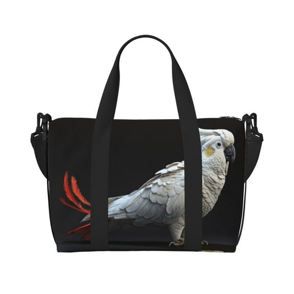Travel Duffle Bag White Red Cockatoo Travel Tote Bags Carry on Luggage Waterproof Weekender Bags with Top Handle Adjustable Shoulde Strap for Travel Gym