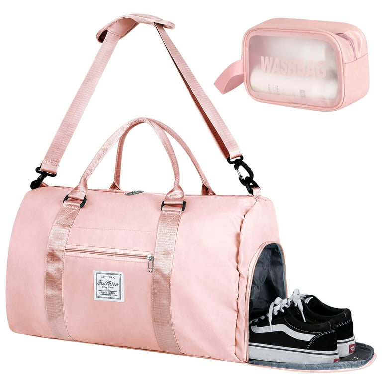 Cshidworld Women s 20.5 Waterproof Duffle Bag with Toiletry Bag Pink 2 Piece