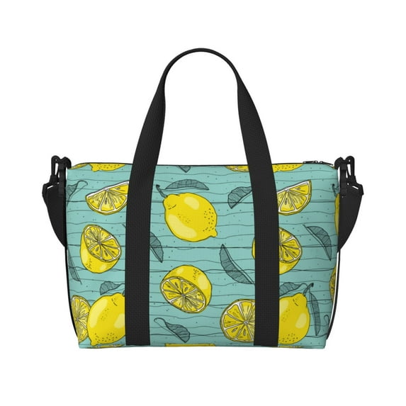 Travel Duffle Bag cartoon Lemon yellow Travel Tote Bags Carry on Luggage Waterproof Weekender Bags with Top Handle Adjustable Shoulde Strap for Travel Gym