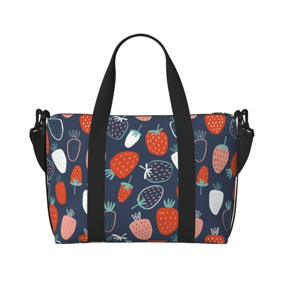 Travel Duffle Bag cartoon strawberry Travel Tote Bags Carry on Luggage Waterproof Weekender Bags with Top Handle Adjustable Shoulde Strap for Travel Gym
