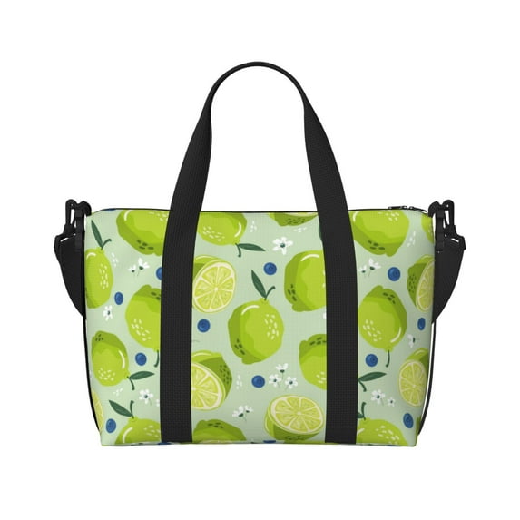 Travel Duffle Bag green Lemon blueberry Travel Tote Bags Carry on Luggage Waterproof Weekender Bags with Top Handle Adjustable Shoulde Strap for Travel Gym