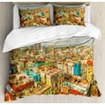 thumbnail image 1 of Travel Duvet Cover Set Queen Size, Panorama of Havana City Vedado District in Cuba Old Colorful Houses Historic Place, Decorative 3 Piece Bedding Set with 2 Pillow Shams, Multicolor, by Ambesonne, 1 of 3