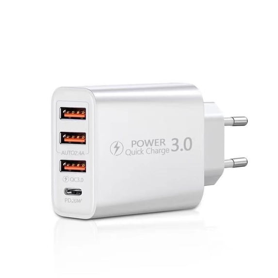 Travel EU Fast Charger Adapter Home Multi-Port Wall Charger USB+TYPE-C+QC3.0 Quick Charge 3-EU