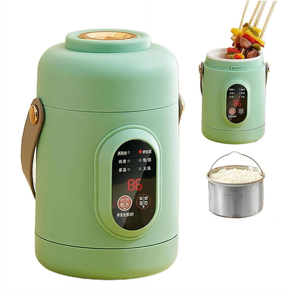 Travel Electric Hot Pot,500W Portable Mini Electric Cooker with Ceramic Inner & Steamer,Small Slow Cooker with 12-Hour Reservation, for Rice, Soup & Steaming,Ideal for Dorm,Office,Travel Gifts