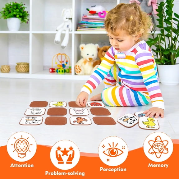 Travel Essential Game, Thick Felt Farm Animal Flash Cards, Fun Memory Game, Lightweight & Easy to Carry
