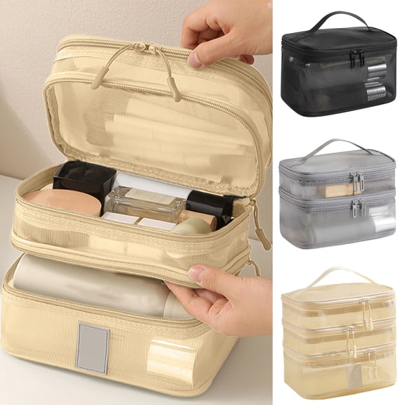 Travel Essentials! Fwttom Makeup Bag, Travel Toiletry Bag Make Up Pouch, Multi-layer Portable Large-capacity Cosmetic Storage Organizer for Women Men