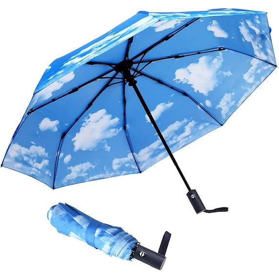 Travel Essentials Umbrella Windproof Compact Collapsible Light, Automatic, Strong and Portable, Wind Resistant Folding Small Umbrella for Rain