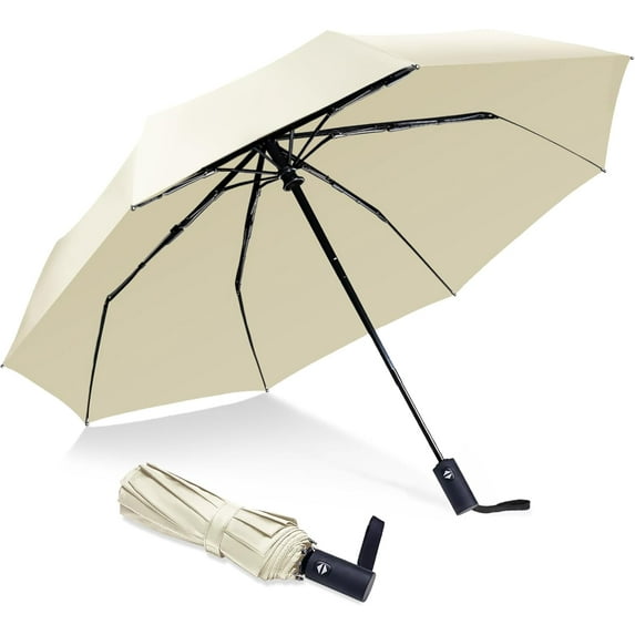 Travel Essentials Umbrella Windproof Compact Collapsible Light, Automatic, Strong and Portable, Wind Resistant Folding Small Umbrella for Rain