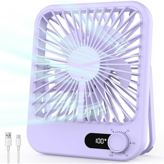 Travel Fan for Sleeping, 6.8" Small Portable Fan Rechargeable Battery Powered, 100 Speeds Personal Mini Desk Fan for Office Bedroom, Cruise Ship Beach Vocation Travel Essentials