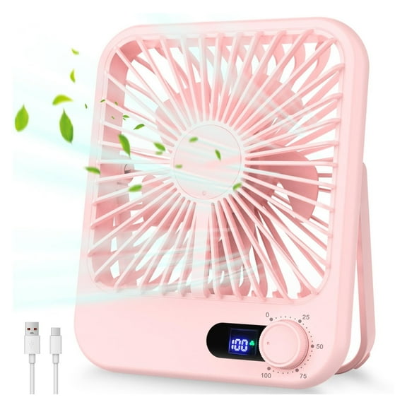 Travel Fan for Sleeping, Portable Fan for Travel Rechargeable with Digital Display, 100 Speed Wind Personal USB Fan with Variable Speed Knob, 6.8'' Small Desk Fan for Bedroom Travel Essentials, White