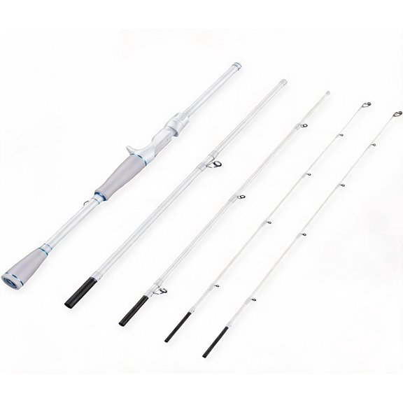 Travel Fishing Rod 6'6" Medium-Heavy Medium-Fast Action 4-Piece Spinning or Casting Rod with IM6 Graphite Blank Stainless Steel Guides Ceramic Rings EVA Handle