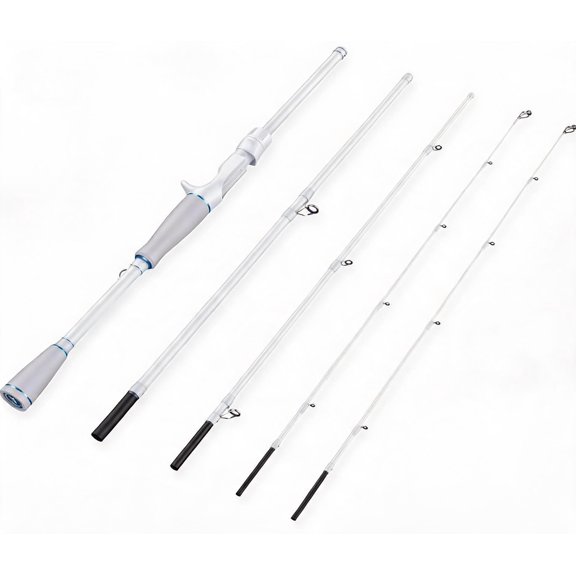 Travel Fishing Rod 6'6" Medium-Heavy Power Casting Rod 4-Piece IM6 Graphite Blank with Stainless Steel Guides and Ceramic Rings