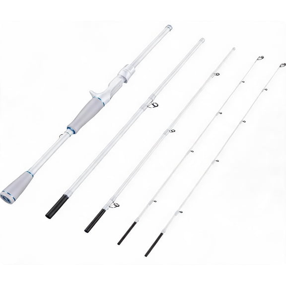 Travel Fishing Rod 6 Foot Medium-Heavy Power Casting Rod 4 Piece IM6 Graphite Blank with Stainless Steel Guides and Ceramic Rings