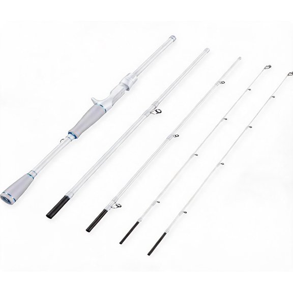 Travel Fishing Rod 7 Foot Medium-Heavy Power Casting Rod 4 Piece with Extra Tip IM6 Graphite Blank Stainless Steel Guides Ceramic Rings EVA Handle
