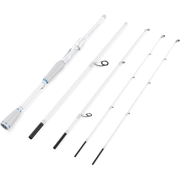 Travel Fishing Rod 7 Foot Medium-Medium-Heavy Power 4 Piece Spinning Rod with IM6 Graphite Blank Stainless Steel Guides Ceramic Rings and EVA Handle