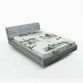 thumbnail image 1 of Travel Fitted Sheet, Silhouettes of Different Popular Cities in World Paris Sidney Berlin London Print, Soft Decorative Fabric Bedding, Full Size, Cream Black, by Ambesonne, 1 of 2
