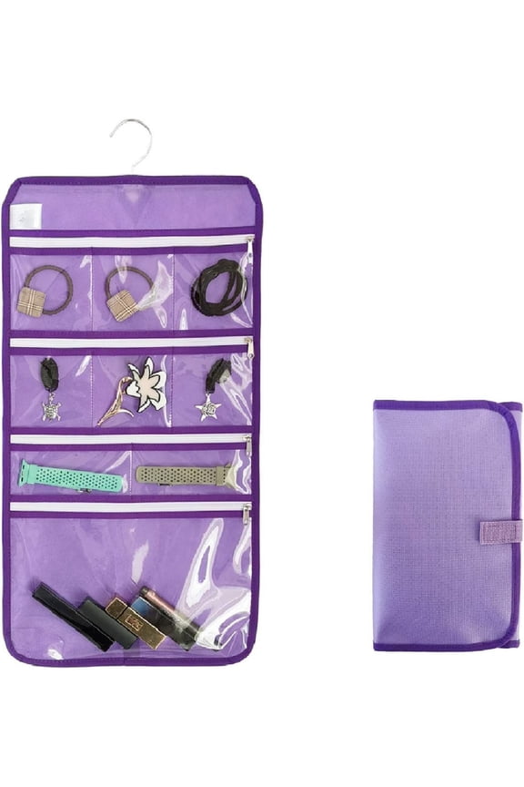 Travel Foldable  Rolls Bag   Org with 9 Zippered Clear Pockets Storage Pouch with Rotatable Hanger ()