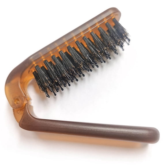 Travel Folding Hair Brush, Collapsible Portable Pocket Boar Bristle Hair Brush for Men Women Kids, Suitable for Thick Thin Curly Straight Wet Dry Hair, Restores Hair Shine-Brown(1 pcs)