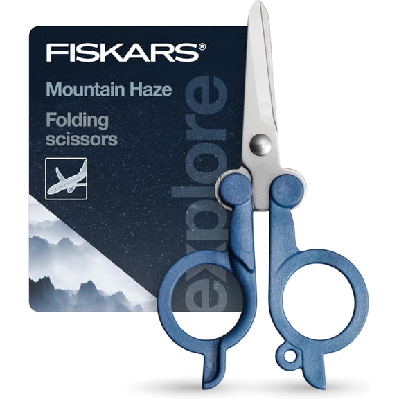 Travel Folding Scissors, TSA-Compliant, Compact and Portable for Crafting Quick Snips, Stainless Steel Blades, Explore Collect, Mountain Haze