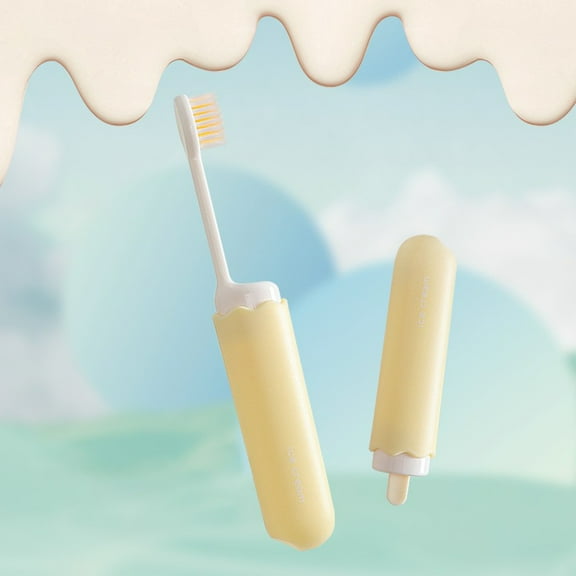 Travel Folding Toothbrush Soft Bristle Brush Head Comfortable Convenient Compact Outdoor Storage Small Ice Cream Folding Toothbrush