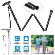 Travel Folding Trekking Hiking Pole,Collapsible Cane Adjustable Walking Stick Portable Mobility Aid for Women Men Hikers Gift, Black