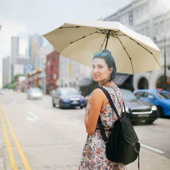 Travel Folding Umbrella,Lightweight Compact Sunshade Umbrella,5 Folding 6 Ribs Sun Protection Umbrellas,Portable Automatic Rainproof & UV Protection Outdoor Pocket Umbrellas